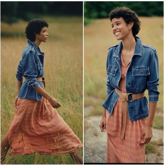 Anthropologie Philipa Maxi Side Slit Ruffle V Neck Shirred Waist Dress Size XL - Picture 2 of 11